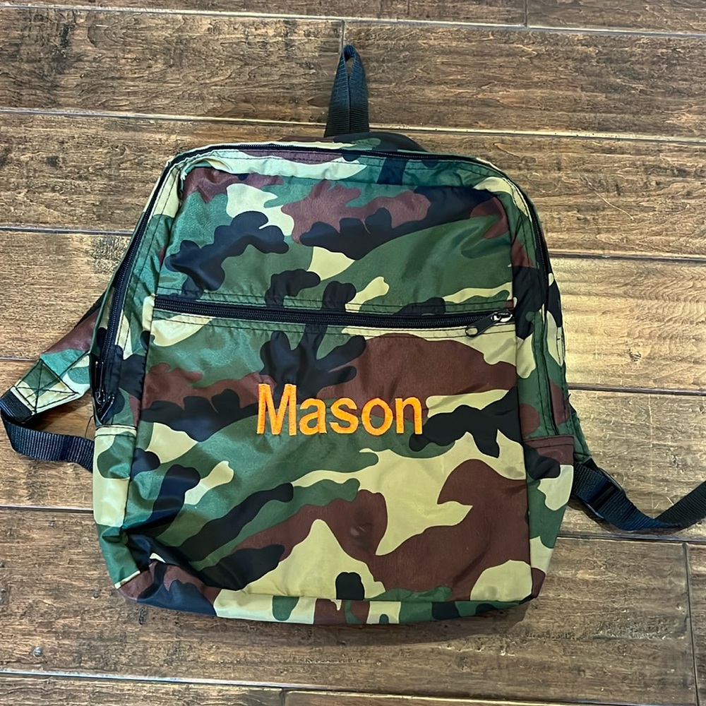 Mason Camo Backpack Monogram Boys  Toddler Overnight School Daycare Diaper Bag
